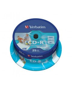 VERBATIM CD-R 52X 700MB 25PK OPS SPINDLE WIDE PRINT ID