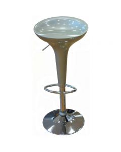 Sgabello in metallo cromato con seduta in resina 44x90 e 69/90 cm colore silver modello Albi bar 
