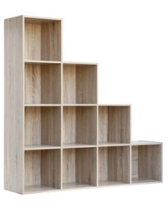 Libreria in legno 10 ripiani colore rovere 121x30x121 cm
