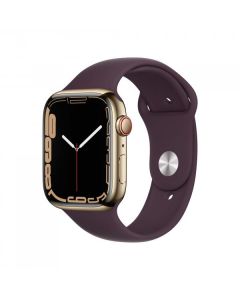 APPLE WATCH SERIES 7 GPS + CELLULAR 45MM GOLD STAINLESS STEEL CASE WITH DARK CHERRY SPORT BAND - REG