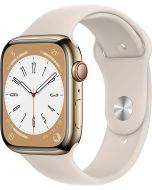 APPLE WATCH SERIES 8 GPS + CELLULAR 45MM GOLD STAINLESS STEEL CASE WITH STARLIGHT SPORT BAND - REGUL
